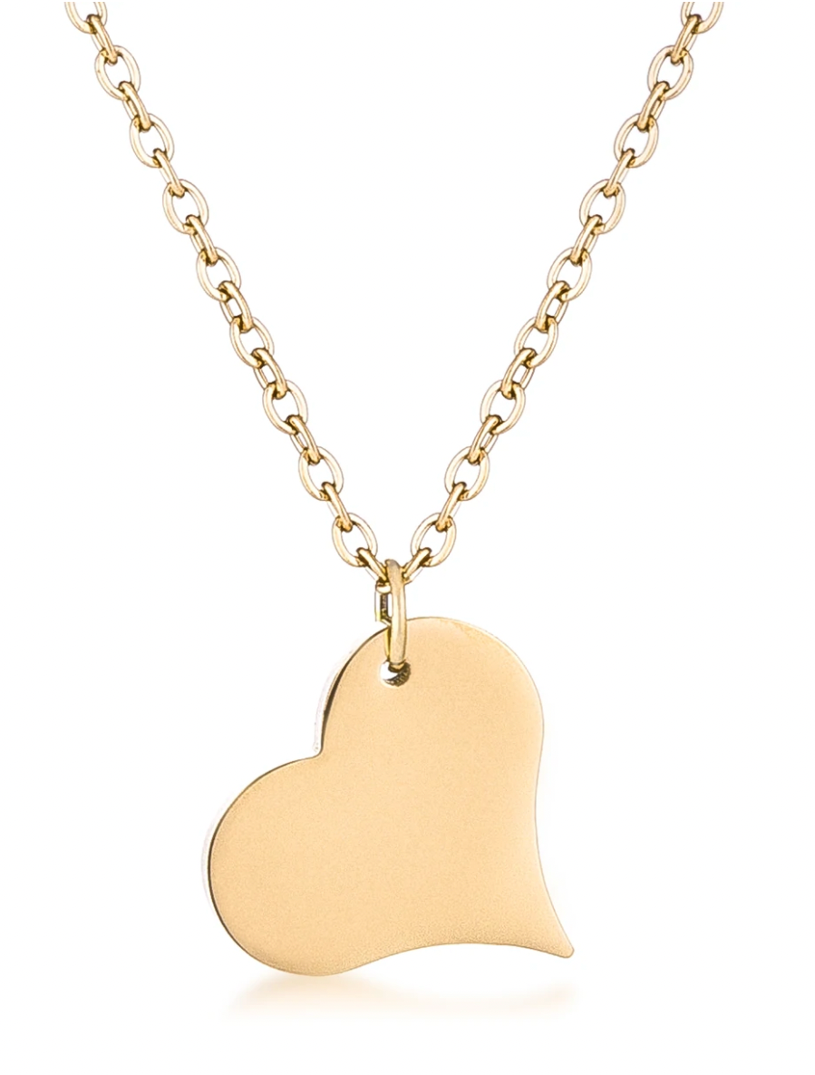 Solid Dainty Heart Necklace (Gold)