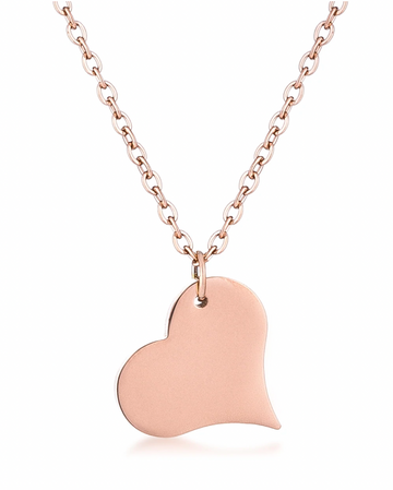 Solid Dainty Heart Necklace (Rose Gold)