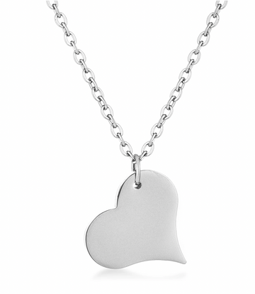Solid Dainty Heart Necklace (Silver)